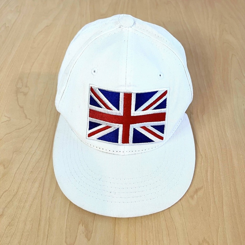 Union Jack British Flag Snapback Baseball Cap Hat White‎ Embroidered One Size